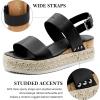 imageAthlefit Womens Espadrilles Sandals Ankle Strap Buckle Wedge Sandal Open Toe Studded Platform SandalsBlack