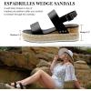 imageAthlefit Womens Espadrilles Sandals Ankle Strap Buckle Wedge Sandal Open Toe Studded Platform SandalsBlack
