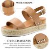 imageAthlefit Womens Espadrilles Sandals Ankle Strap Buckle Wedge Sandal Open Toe Studded Platform SandalsKhaki