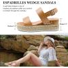 imageAthlefit Womens Espadrilles Sandals Ankle Strap Buckle Wedge Sandal Open Toe Studded Platform SandalsKhaki