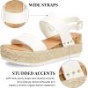 imageAthlefit Womens Espadrilles Sandals Ankle Strap Buckle Wedge Sandal Open Toe Studded Platform SandalsWhite