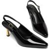 imageAthlefit Womens High Stiletto Slingback Heels Elegant Closed Square Toe Dress Pumps Shoes for Bridal Wedding Work PartyBlack