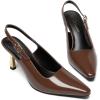 imageAthlefit Womens High Stiletto Slingback Heels Elegant Closed Square Toe Dress Pumps Shoes for Bridal Wedding Work PartyBrown
