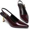 imageAthlefit Womens High Stiletto Slingback Heels Elegant Closed Square Toe Dress Pumps Shoes for Bridal Wedding Work PartyBurgundy