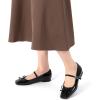 imageAthlefit Womens Mary Jane Flats Dressy Comfortable Square Toe Ballet Flats Shoes with Buckle StrapBlack