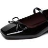 imageAthlefit Womens Mary Jane Flats Dressy Comfortable Square Toe Ballet Flats Shoes with Buckle StrapBlack