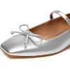 imageAthlefit Womens Mary Jane Flats Dressy Comfortable Square Toe Ballet Flats Shoes with Buckle StrapSilver