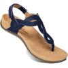 imageAthlefit Womens Orthopedic Arch Support Sandals Comfortable Thong TStrap Orthotic Casual Flat SandalsNavy