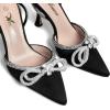 imageAthlefit Womens Rhinestone Bow Heels Ankle Strap Pointed Toe Stiletto Heeled Sandals Wedding Bridal Dress Pumps ShoesBlack