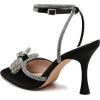 imageAthlefit Womens Rhinestone Bow Heels Ankle Strap Pointed Toe Stiletto Heeled Sandals Wedding Bridal Dress Pumps ShoesBlack