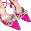imageAthlefit Womens Rhinestone Bow Heels Ankle Strap Pointed Toe Stiletto Heeled Sandals Wedding Bridal Dress Pumps ShoesRose Red