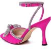 imageAthlefit Womens Rhinestone Bow Heels Ankle Strap Pointed Toe Stiletto Heeled Sandals Wedding Bridal Dress Pumps ShoesRose Red