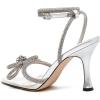 imageAthlefit Womens Rhinestone Bow Heels Ankle Strap Pointed Toe Stiletto Heeled Sandals Wedding Bridal Dress Pumps ShoesTransparent