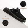 imageAthlefit Womens Slipon Suede Clogs Comfortable Latex Footbed Slingback Mules with Adjustable Strap for Work Walking Daily WearBlack