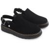 imageAthlefit Womens Slipon Suede Clogs Comfortable Latex Footbed Slingback Mules with Adjustable Strap for Work Walking Daily WearBlack