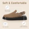 imageAthlefit Womens Slipon Suede Clogs Comfortable Latex Footbed Slingback Mules with Adjustable Strap for Work Walking Daily WearBrown