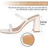 imageAthlefit Womens Square Open Toe Two Strap Heeled Sandals Slip On Block Chunky Heels SandalsBeige