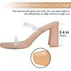 imageAthlefit Womens Square Open Toe Two Strap Heeled Sandals Slip On Block Chunky Heels SandalsClear