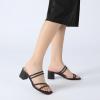 imageAthlefit Womens Strappy Block Chunky Heels Fashion Square Open Toe Slip On Heeled SandalsBlack