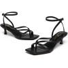 imageAthlefit Womens Strappy Kitten Heels Square Toe Flip Flops Low Heels Ankle Strap Party Dress Thong Heeled SandalsBlack