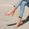 imageAthlefit Womens Strappy Kitten Heels Square Toe Flip Flops Low Heels Ankle Strap Party Dress Thong Heeled SandalsNude