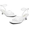 imageAthlefit Womens Strappy Kitten Heels Square Toe Flip Flops Low Heels Ankle Strap Party Dress Thong Heeled SandalsWhite