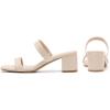 imageAthlefit Womens Two Strap Open Toe Heels Sandals Chunky Block Comfortable Slip On Low Heel Dress ShoesApricot