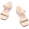 imageAthlefit Womens Two Strap Open Toe Heels Sandals Chunky Block Comfortable Slip On Low Heel Dress ShoesApricot