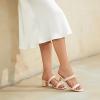 imageAthlefit Womens Two Strap Open Toe Heels Sandals Chunky Block Comfortable Slip On Low Heel Dress ShoesApricot