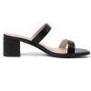 imageAthlefit Womens Two Strap Open Toe Heels Sandals Chunky Block Comfortable Slip On Low Heel Dress ShoesBlack