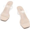 imageAthlefit Womens Two Strap Open Toe Heels Sandals Chunky Block Comfortable Slip On Low Heel Dress ShoesClear