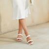 imageAthlefit Womens Two Strap Open Toe Heels Sandals Chunky Block Comfortable Slip On Low Heel Dress ShoesWhite