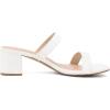 imageAthlefit Womens Two Strap Open Toe Heels Sandals Chunky Block Comfortable Slip On Low Heel Dress ShoesWhite