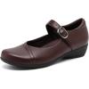 imageAthlefit Mary Jane Flats for Women Dressy Ballet Flats Shoes Comfortable Round Toe Buckle Work Flat ShoesBrown