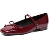 imageAthlefit Womens Mary Jane Flats Dressy Comfortable Square Toe Ballet Flats Shoes with Buckle StrapWine Red