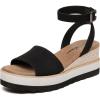 imageAthlefit Womens Platform Sandals Buckle Ankle Strap Open Toe Espadrille Wedge SandalsBlack Pu