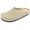 imageAthlefit Womens Slip On Suede Clogs Comfortable Cork Footbed Mules Shoes with Arch Support for Nurse Work Outdoor TravelBeige