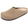 imageAthlefit Womens Slip On Suede Clogs Comfortable Cork Footbed Mules Shoes with Arch Support for Nurse Work Outdoor TravelBrown