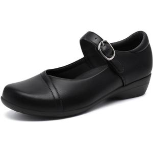 imageAthlefit Mary Jane Flats for Women Dressy Ballet Flats Shoes Comfortable Round Toe Buckle Work Flat ShoesBlack