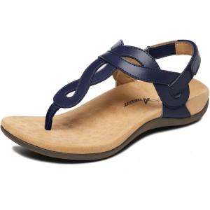 imageAthlefit Womens Orthopedic Arch Support Sandals Comfortable Thong TStrap Orthotic Casual Flat SandalsNavy