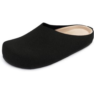 imageAthlefit Womens Slip On Suede Clogs Comfortable Cork Footbed Mules Shoes with Arch Support for Nurse Work Outdoor TravelBlack