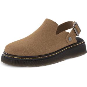 imageAthlefit Womens Slipon Suede Clogs Comfortable Latex Footbed Slingback Mules with Adjustable Strap for Work Walking Daily WearBrown