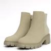 imageAthlefit Womens Chunky Heel Ankle Boots Platform Lug Sole Elastic Chelsea Short Booties WIth Side ZipperAprico