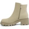 imageAthlefit Womens Chunky Heel Ankle Boots Platform Lug Sole Elastic Chelsea Short Booties WIth Side ZipperAprico