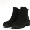 imageAthlefit Womens Chunky Heel Ankle Boots Platform Lug Sole Elastic Chelsea Short Booties WIth Side ZipperBlack