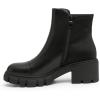 imageAthlefit Womens Chunky Heel Ankle Boots Platform Lug Sole Elastic Chelsea Short Booties WIth Side ZipperBlack Pu