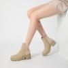 imageAthlefit Womens Chunky Heel Ankle Boots Platform Lug Sole Elastic Chelsea Short Booties WIth Side ZipperNude