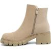 imageAthlefit Womens Chunky Heel Ankle Boots Platform Lug Sole Elastic Chelsea Short Booties WIth Side ZipperNude