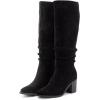 imageAthlefit Womens Knee High Chunky Heel Boots Faux Suede Pointed Toe Side Zipper BootsBlack
