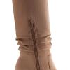 imageAthlefit Womens Knee High Chunky Heel Boots Faux Suede Pointed Toe Side Zipper BootsCamel